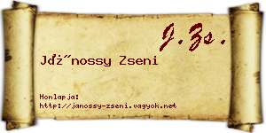 Jánossy Zseni névjegykártya